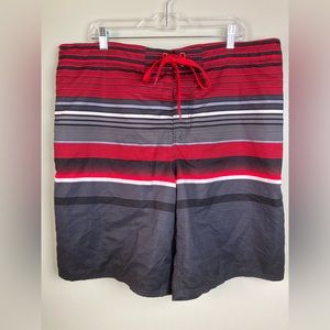 OP Red White Black Grey Mens Swim Trunks XL